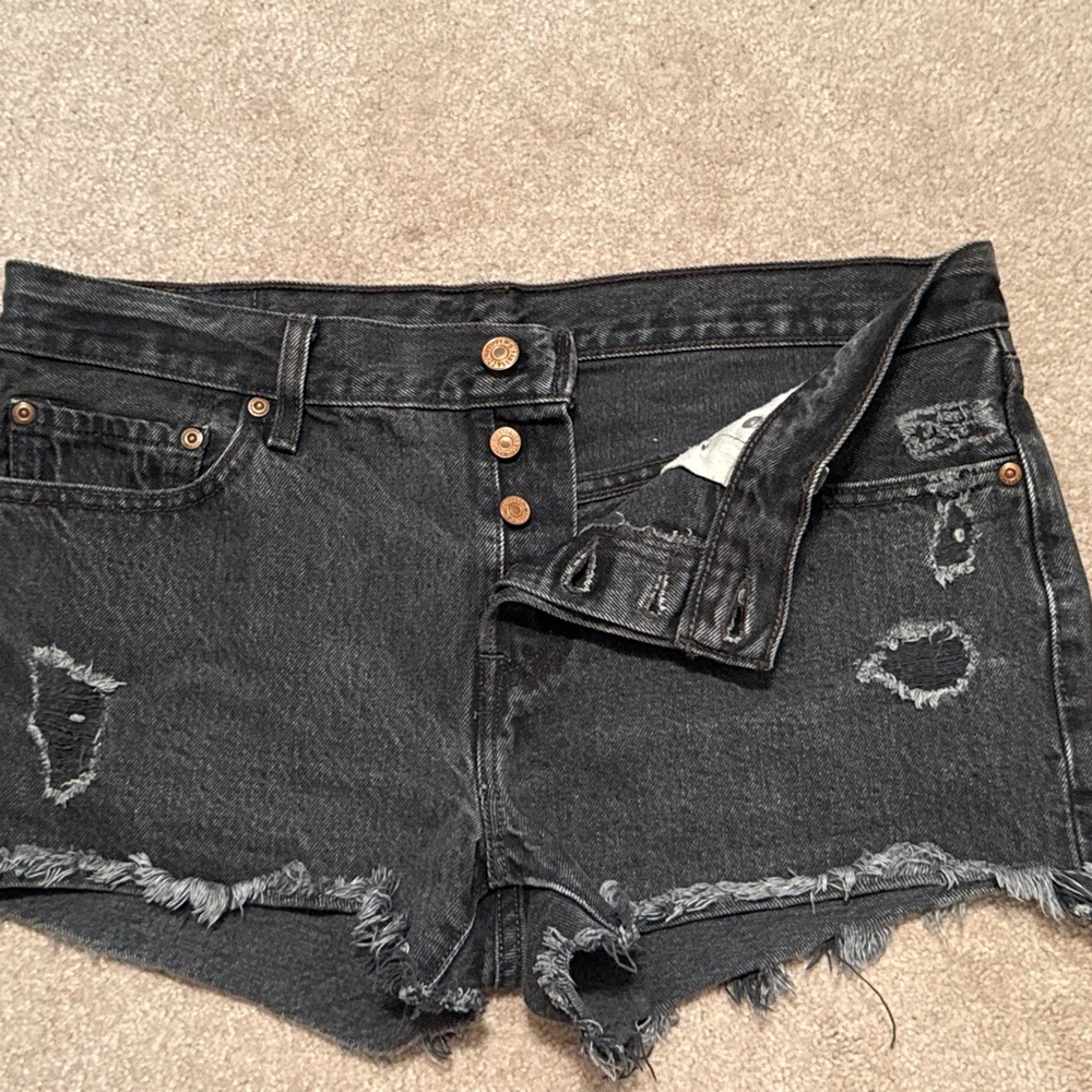 Levi's Black Distressed Jean Shorts